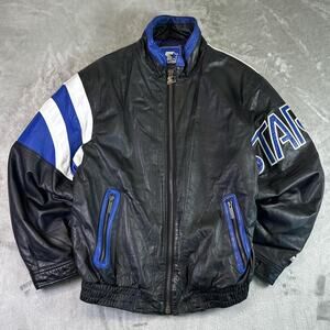 VTG 90s Starter Scarface Leather Bomber Jacket Al Pacino Tony Montana Style SzXL